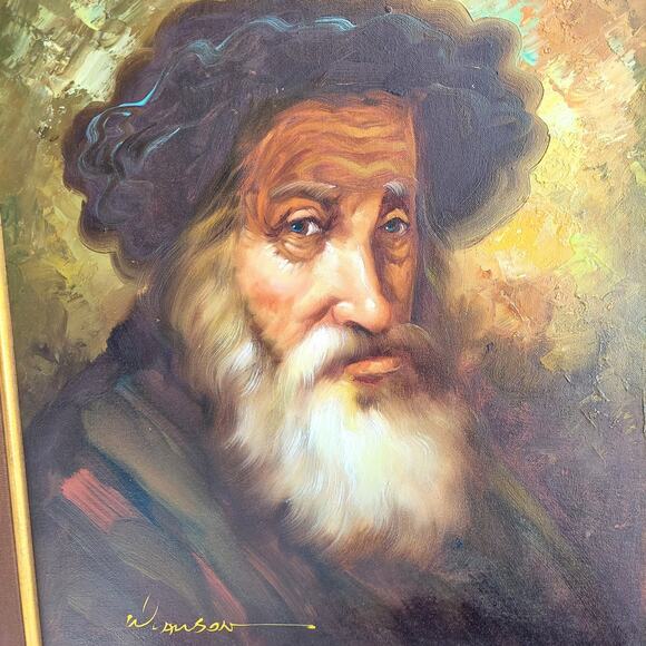 W.Dawson Original Oil Painting of Rabbi Jewish Art Certified Custom Frame - Picture 2 of 9
